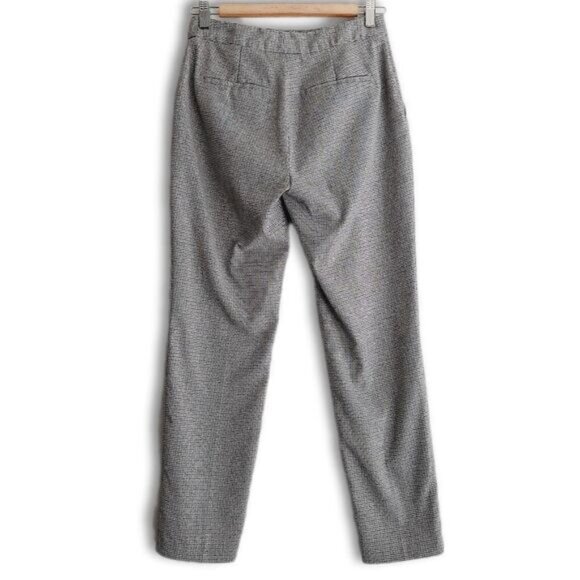 ZARA | Houndstooth Slim Leg Ankle Crop Trousers B&W Houndstooth Sz 4 - Picture 7 of 13